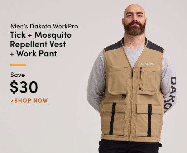 Men's Dakota WorkPro Tick & Mosquito Repellent Vest & Work Pant Save $30
