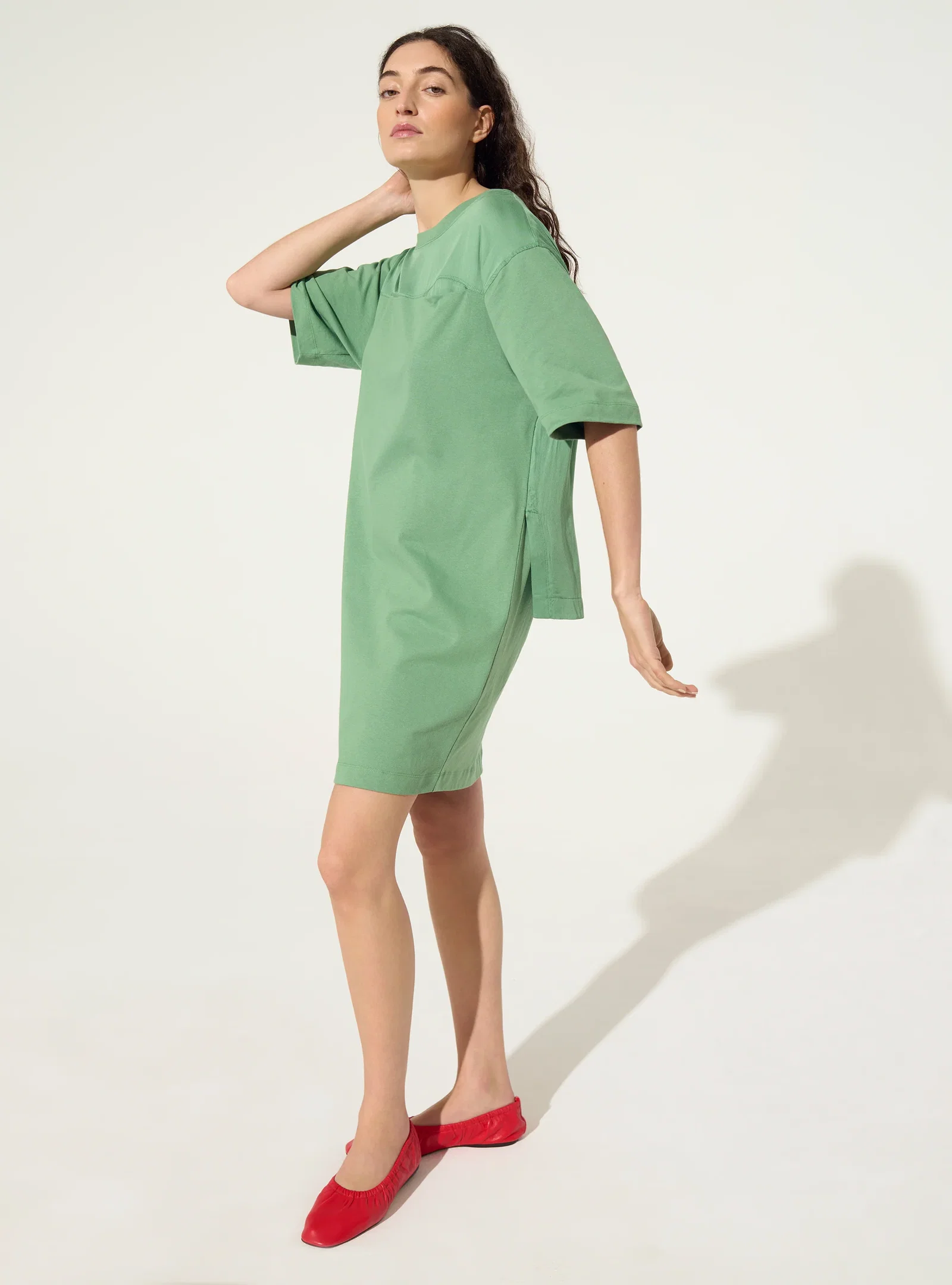 Image of Robe t-shirt en coton bio verte