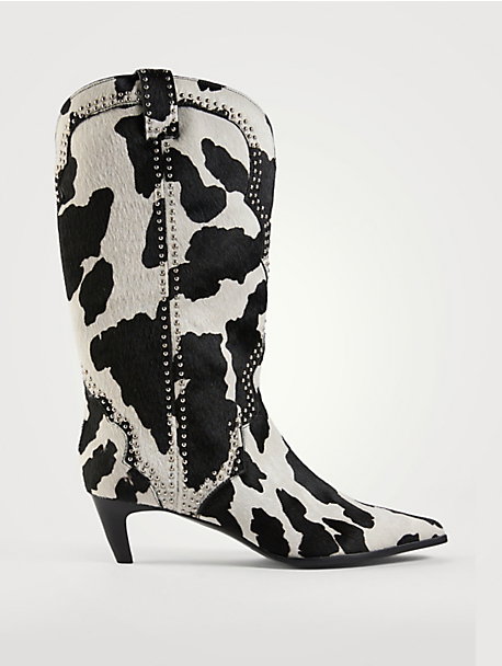Orly Western Boots In Cow Print