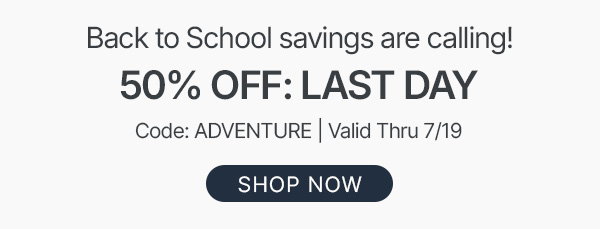 50% off last day - shop now