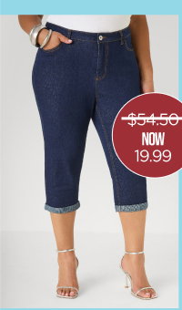 Cuffed Stretch Denim Capris