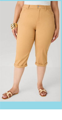 Cuffed Denim Capris