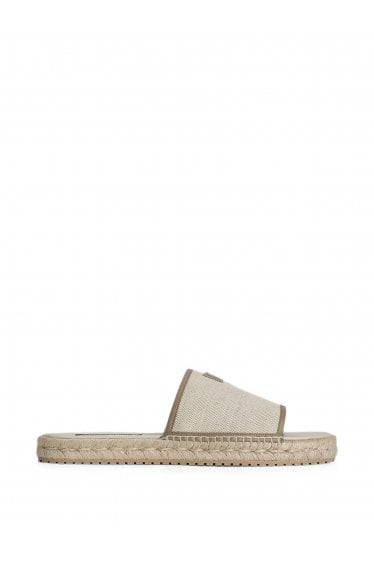 Branded Canvas Sandals Beige