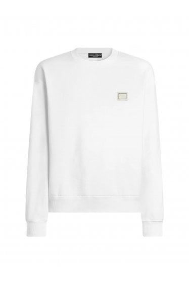 Plaque Cotton Sweatshirt White