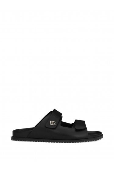 Branded Leather Sandals Black