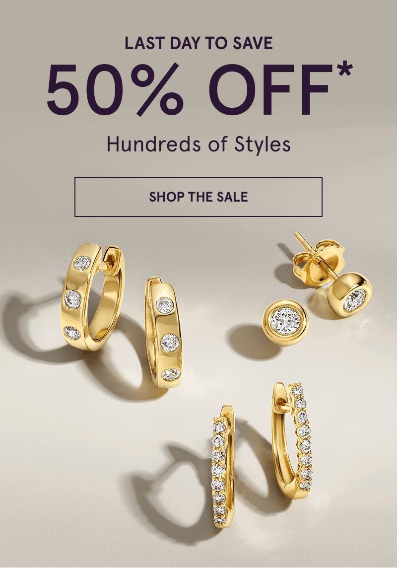 Three pairs of gold-set earrings with diamond details.  50% OFF Hundreds of Styles. Click here to shop the sale