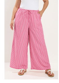 Pantalon large rose à rayures