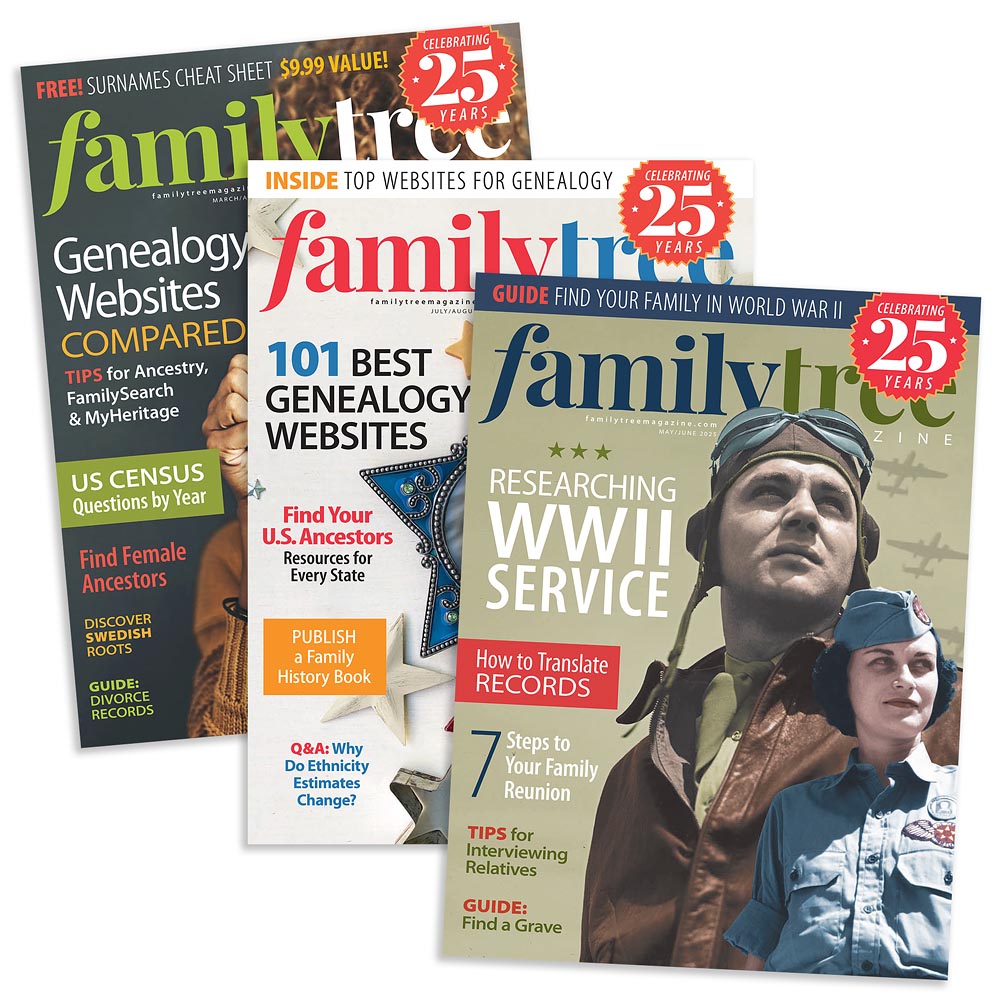 Family Tree Magazine cover, 3 issues