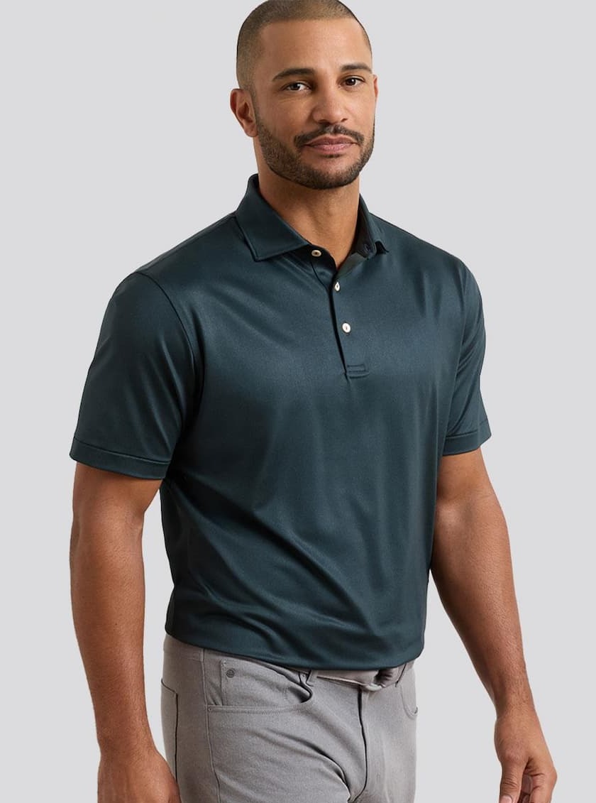Herringbone Performance Jersey Polo Navy
