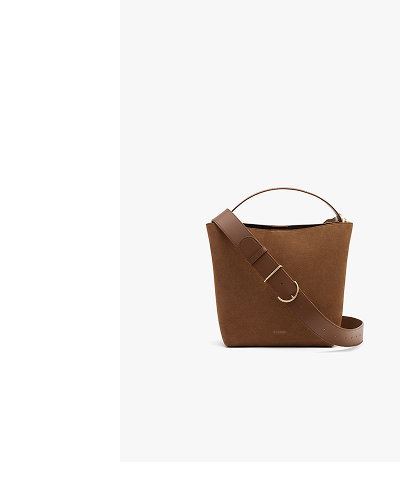 Mini Linea Bucket Bag Cognac Suede