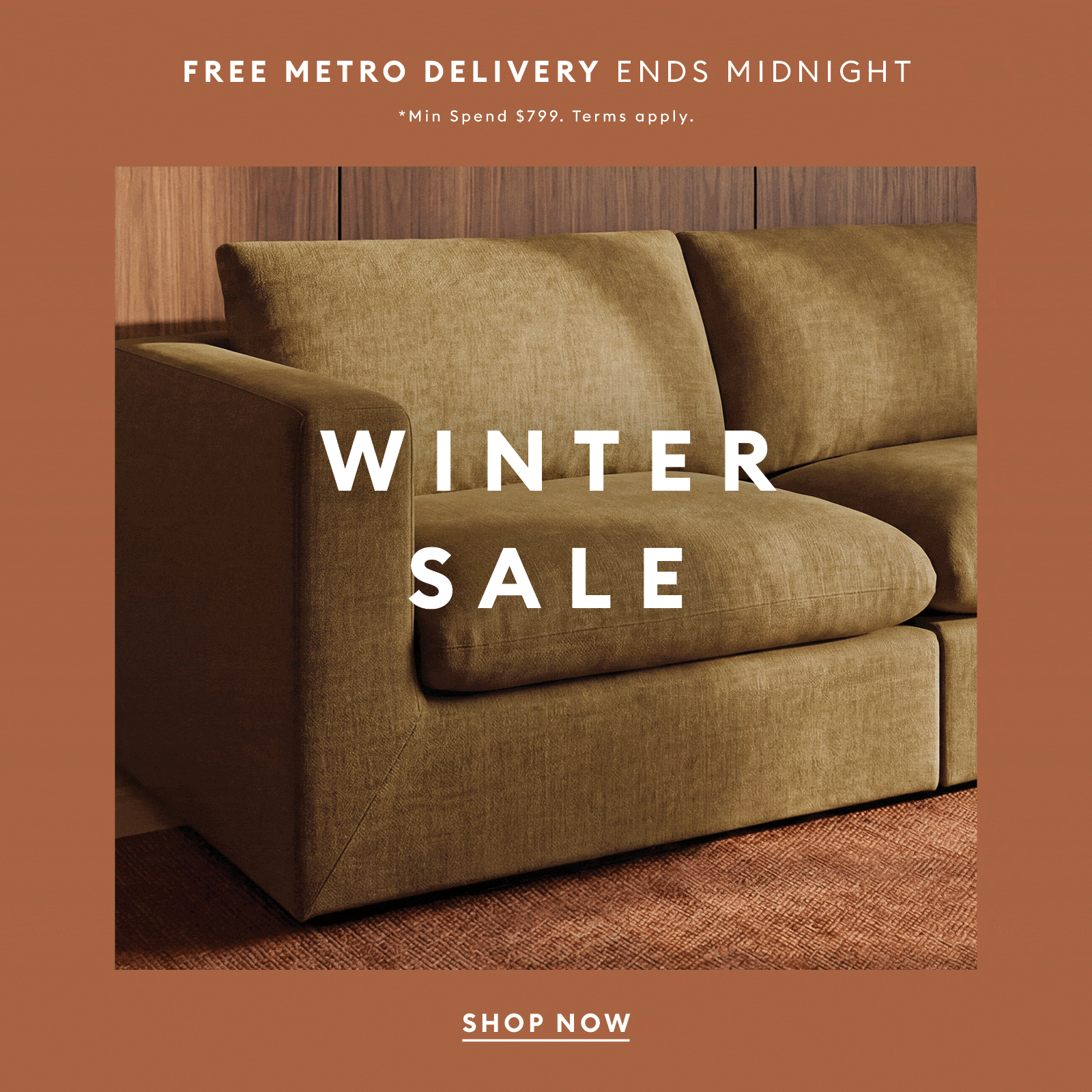 Winter Sale Up to 40% Off Storewide FREE Delivery Ends Midnight