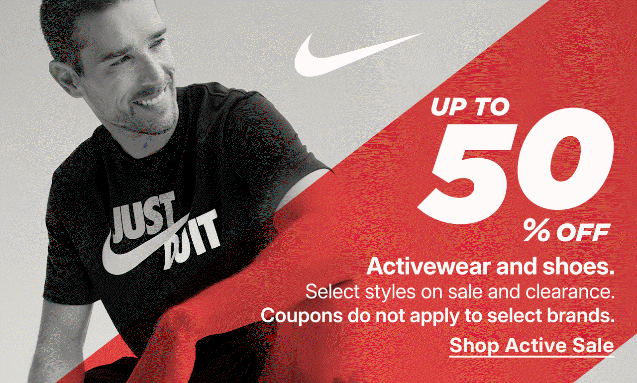 up to 50% off activewear and shoes