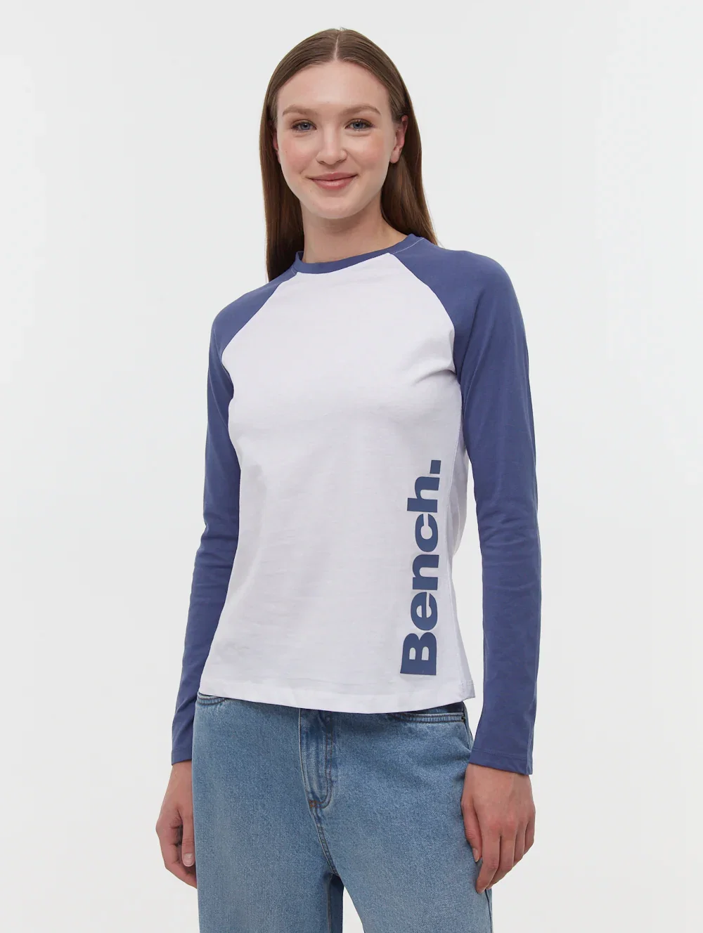 Image of Brina Long Sleeve Baseball T-Shirt - White