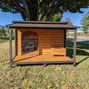 Niche Berger Allemand pour chien avec toit shingle ouvrant et terrasse taille XXL