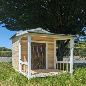 Edition Limitée - Niche Berger Australien pour chien Toit Shingle et terrasse Couverte - Creme - Taille L