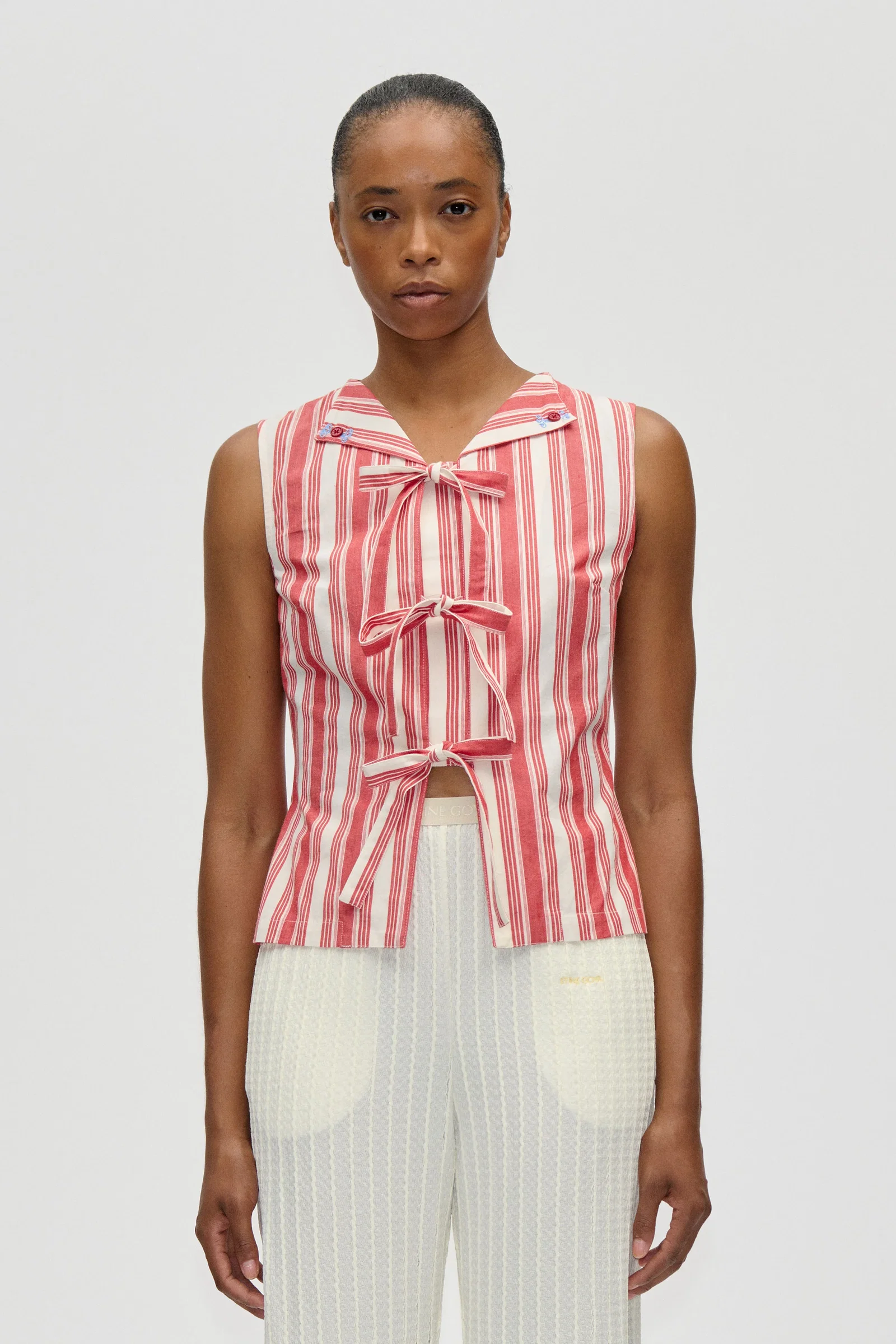 Image of Tie Front Vest - Scarlet Trot