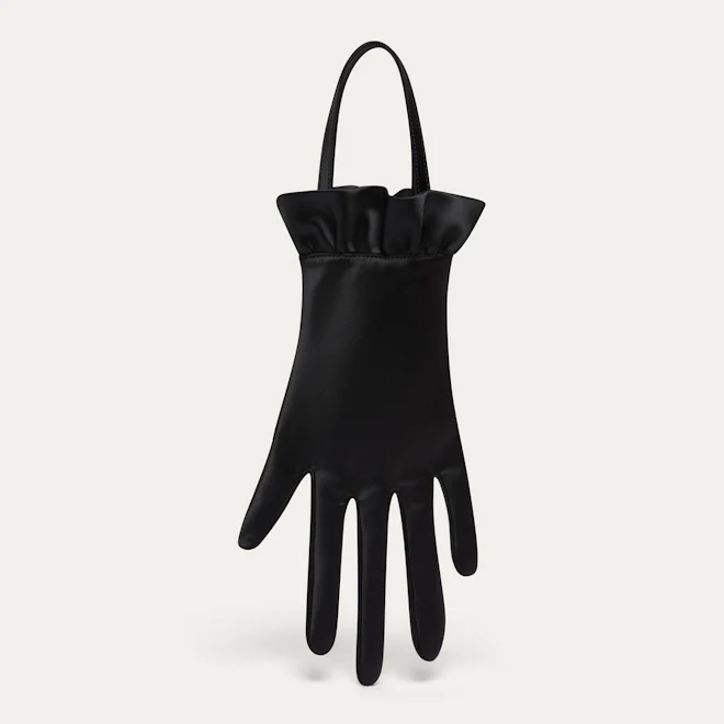 BLACK SATIN HAND BAG