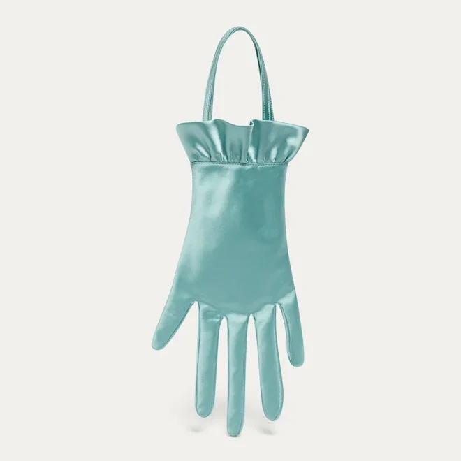 SEA FOAM BLUE SATIN HAND BAG