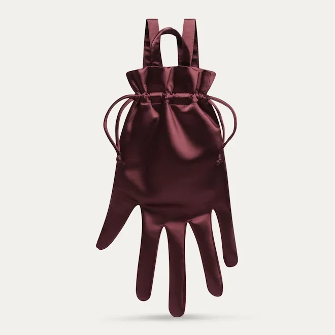 BURGUNDY SATIN HAND BACKPACK