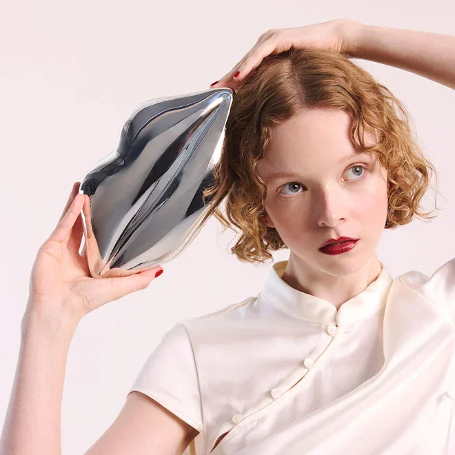 SALE CLUTCHES - SILVER LIPS CLUTCH
