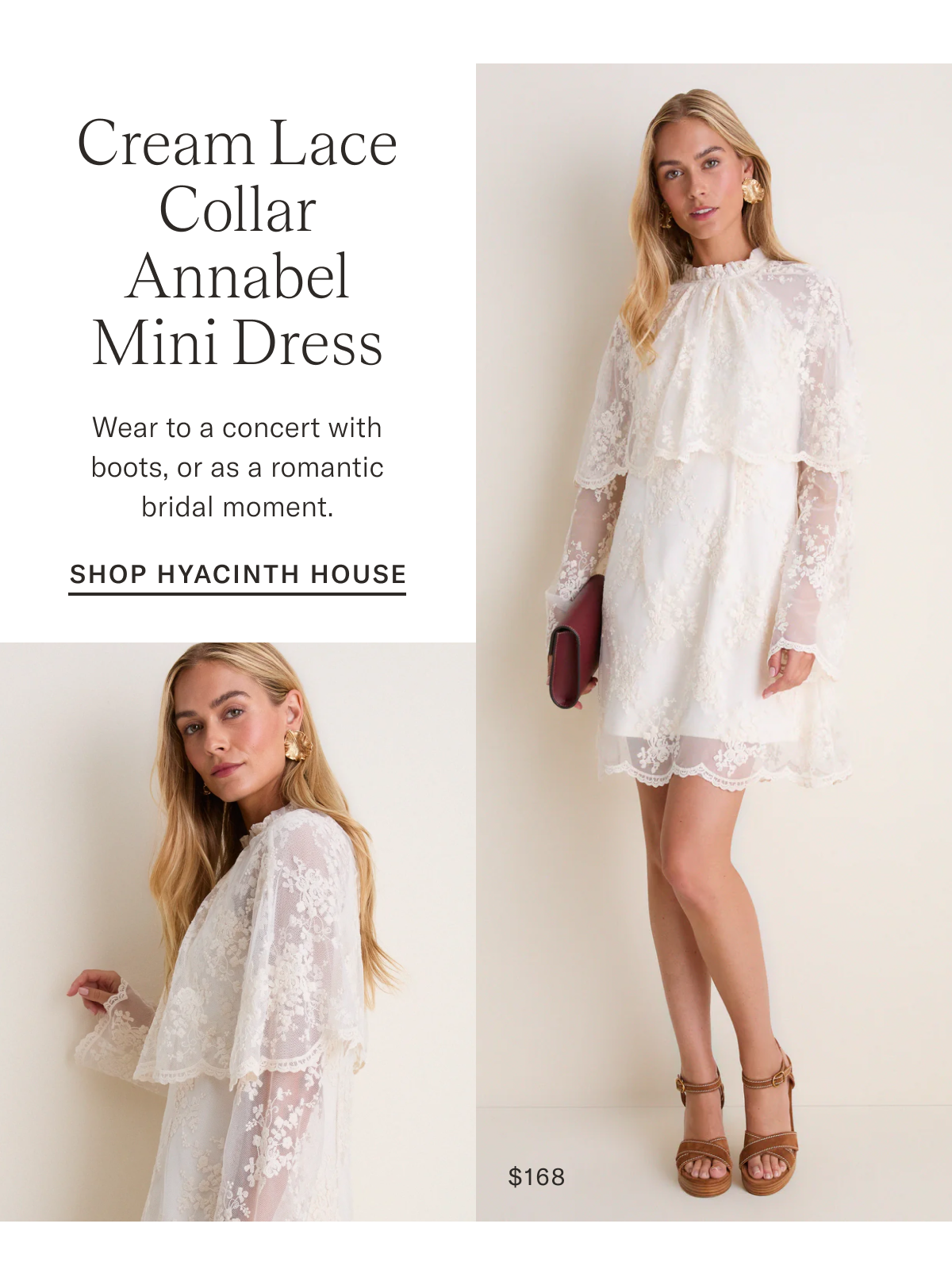 Cream Lace Collar Annabel Mini Dress