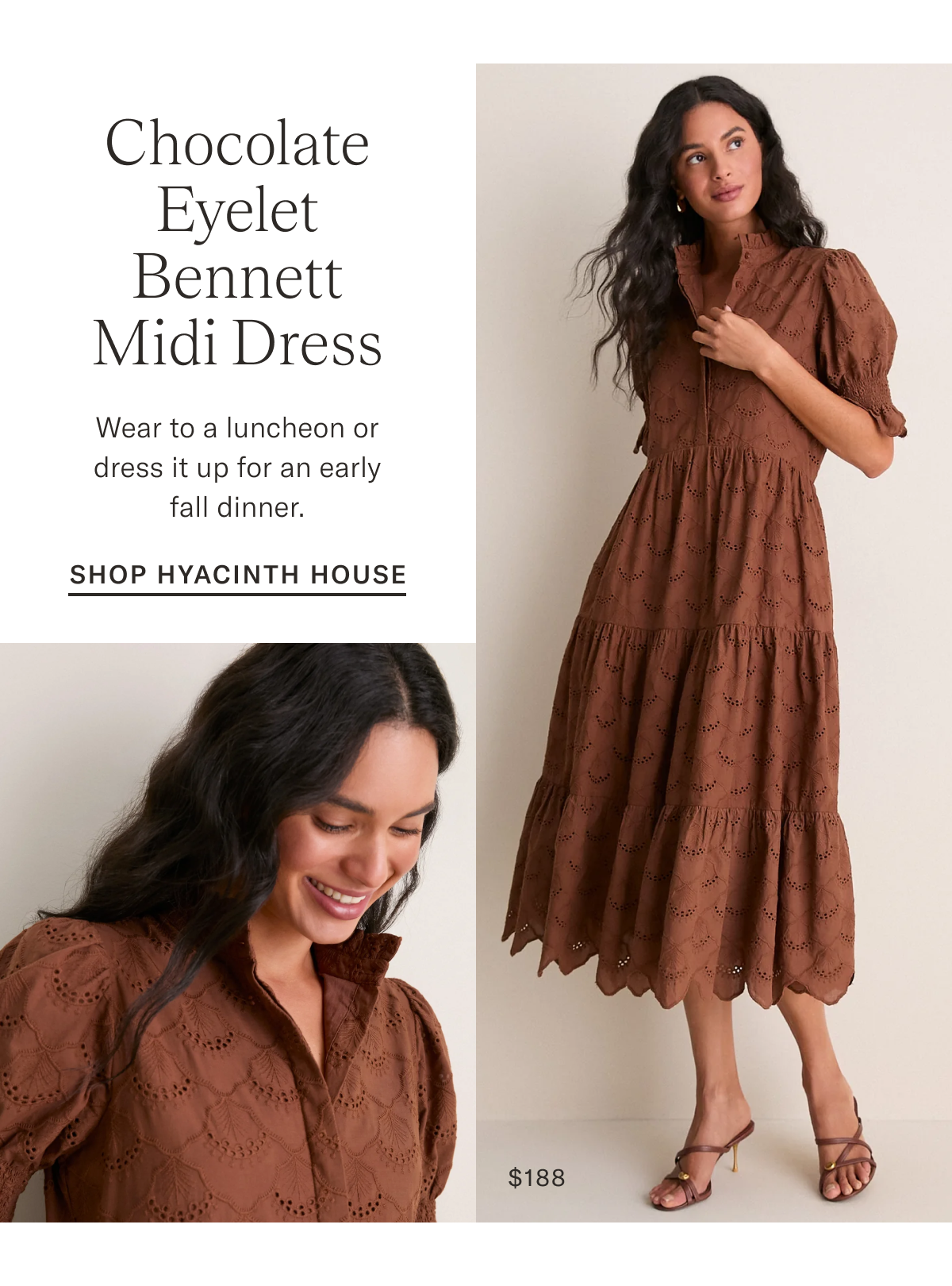 Chocolate Eyelet Bennett Midi Dress
