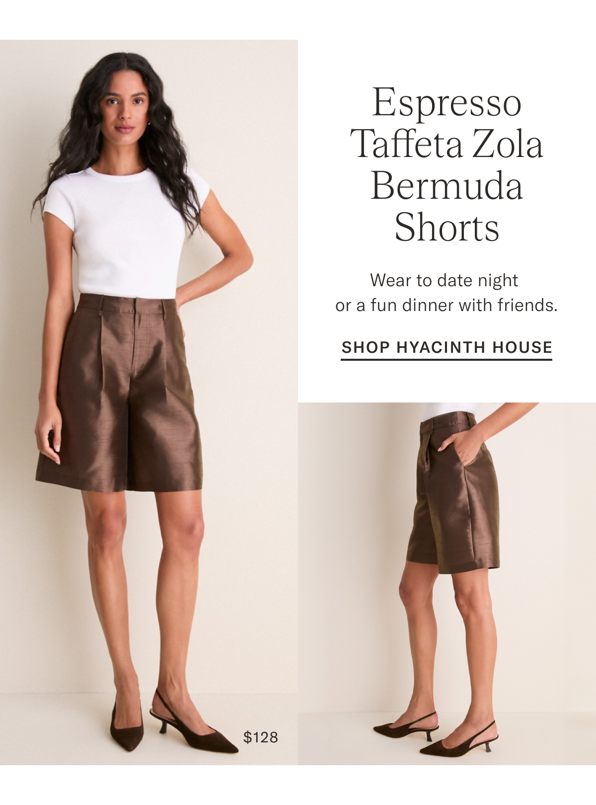 Espresso Taffeta Zola Bermuda Shorts