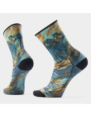 Bike Rugged Ride Print Crew Socks-Capri / L