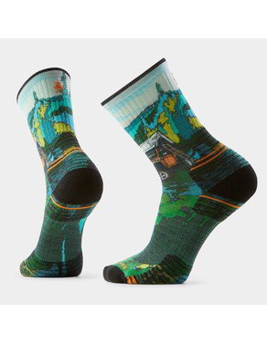 Hike Trail Trekker Print Crew Socks-Winter Moss / L