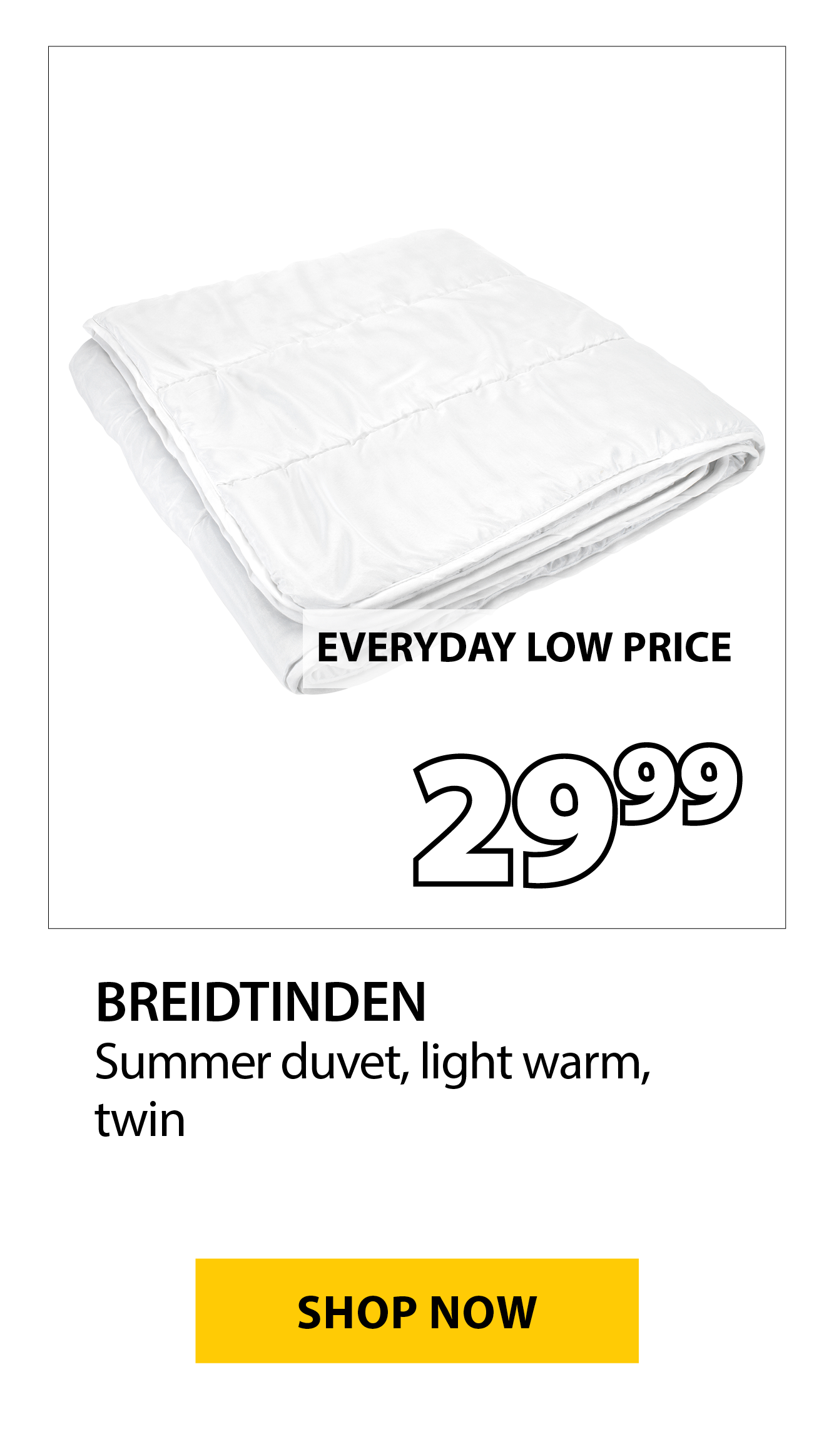 BREIDTINDEN Summer duvet | $29.99