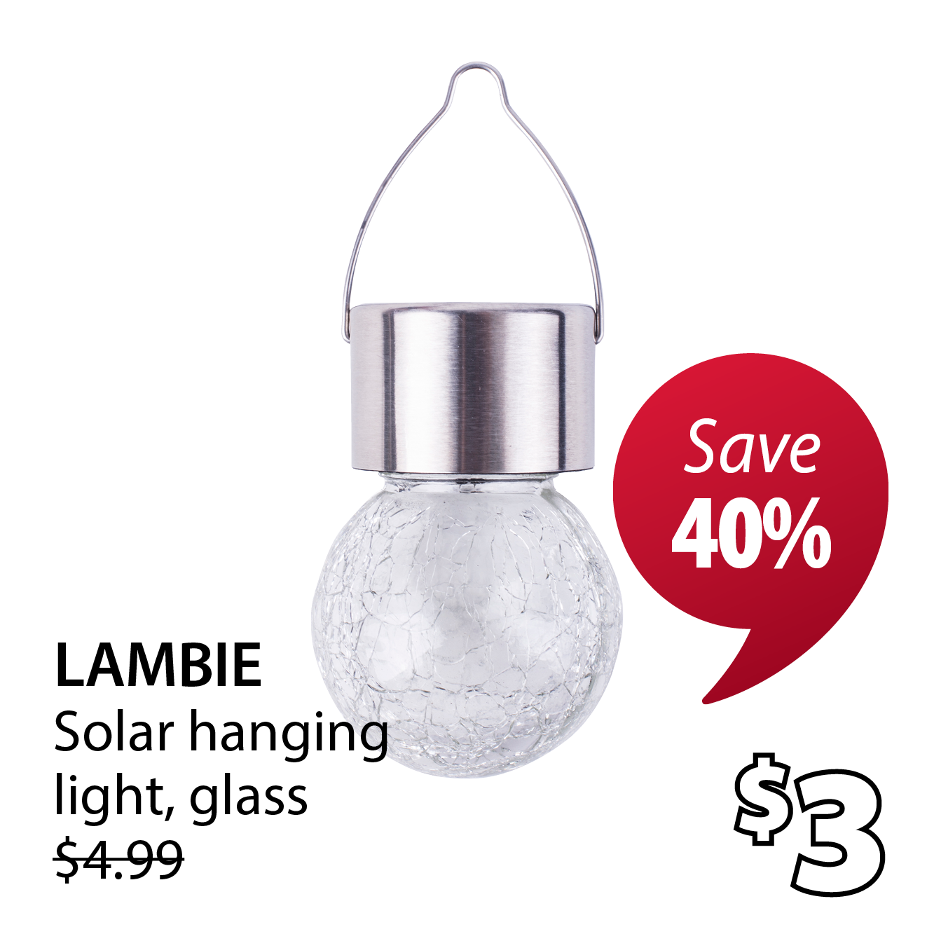 LAMBIE Solar hanging light | Save 40%