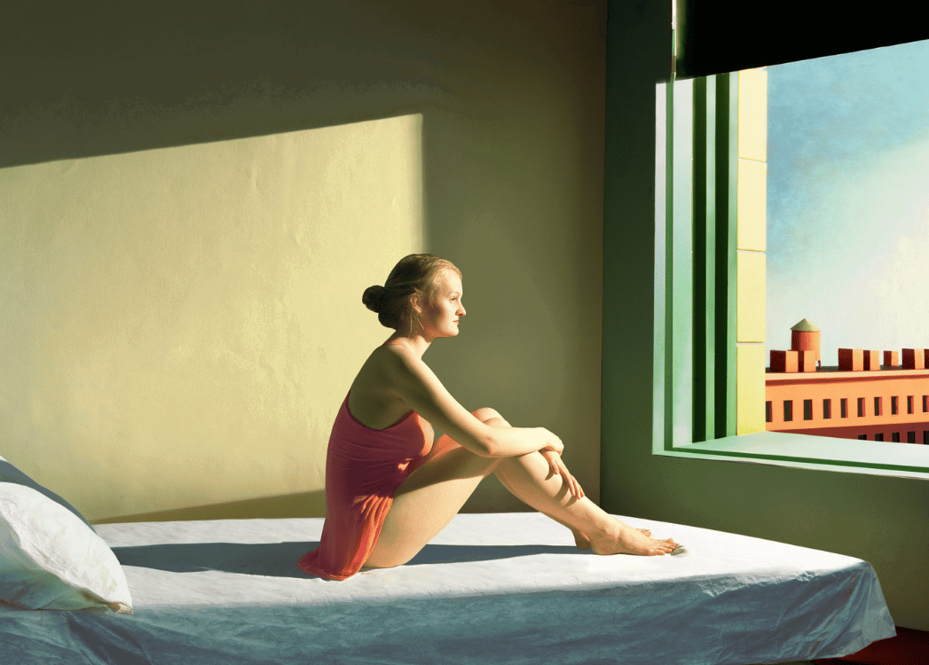 Painting of women staring out of window
