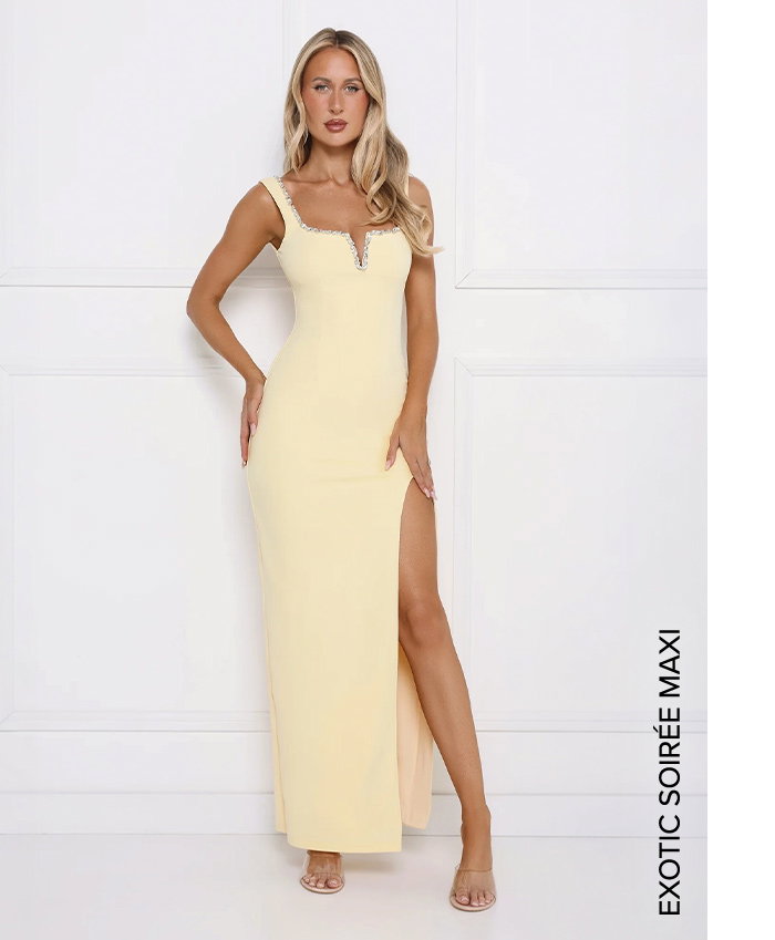 Exotic Soirée Maxi Dress Yellow