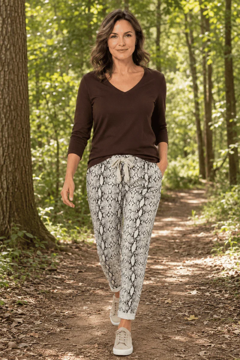Image of Italian Stretch Snake Print Jogger Pants | La Strada | OZ RESORT