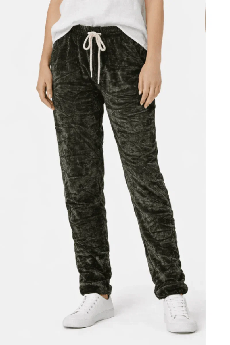 Image of La Strada Velvet Look Stretch Jogger Pant Military