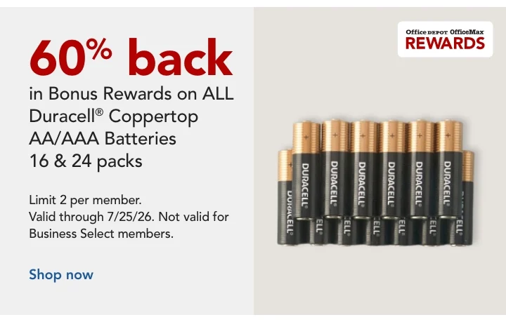 60% Back in Bonus Rewards on Duracell batteries