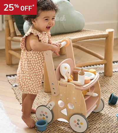-25% off* Walker with Seat for Doll, in FSC®100% Wood - pink