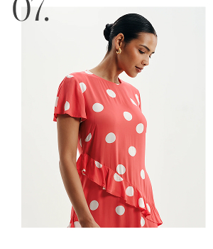 Sierra Red Polka Dot Asymmetric Frill Midi Tea Dress