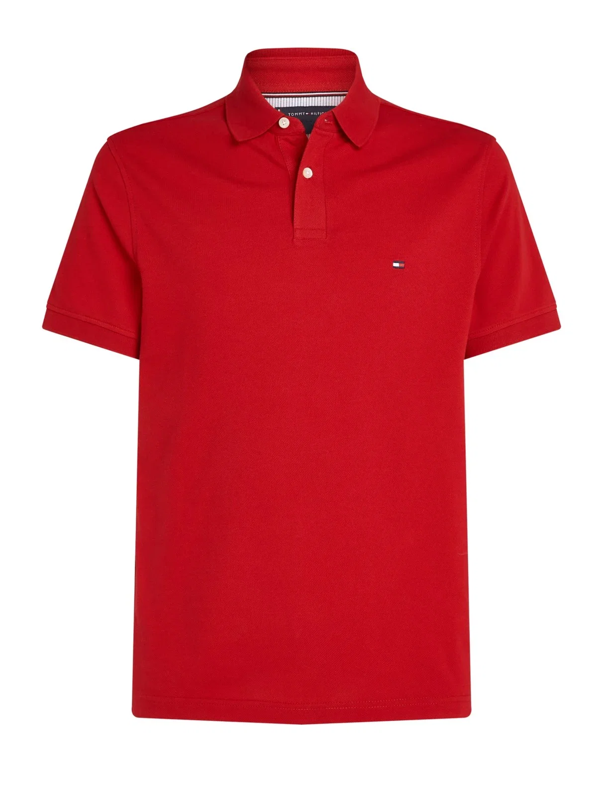 Unifarbenes Poloshirt 1985 und kleiner Flag-Stickerei, Regular Fit