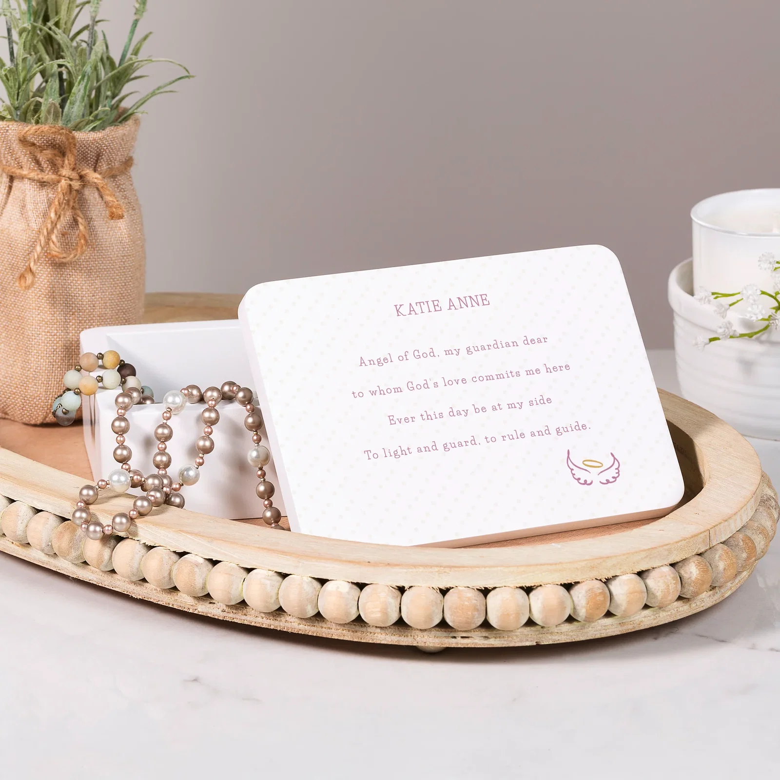 Personalized Guardian Angel Keepsake Box - Available in Pink or Blue Lettering
