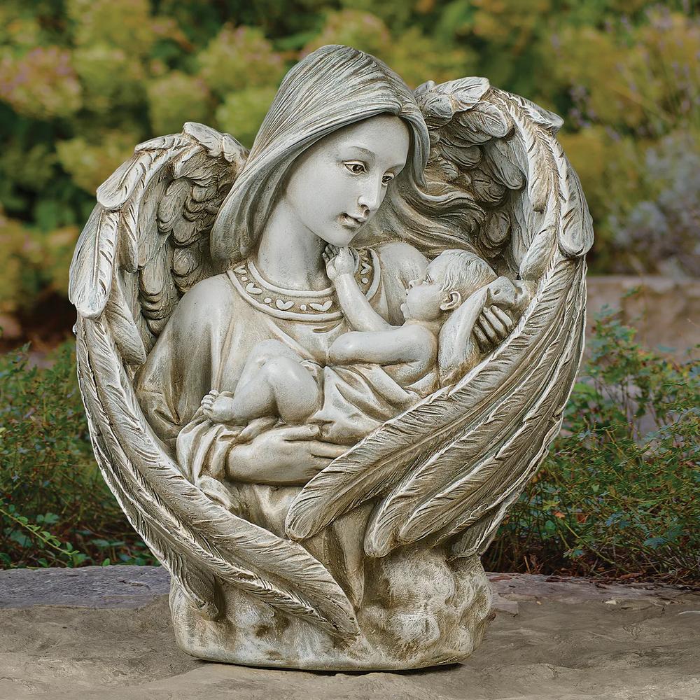 Guardian Angel with Child Bust Garden Statue - 13