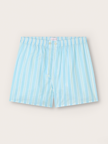 Men'a Classic Fit Boxers in Aqua Blue Stripe