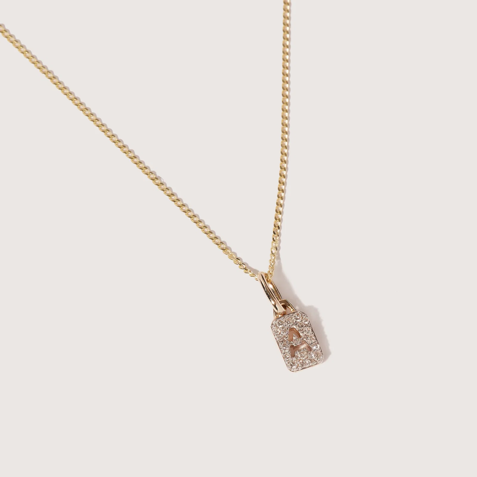 Image of Tiny Diamond Initial Tag Pendant