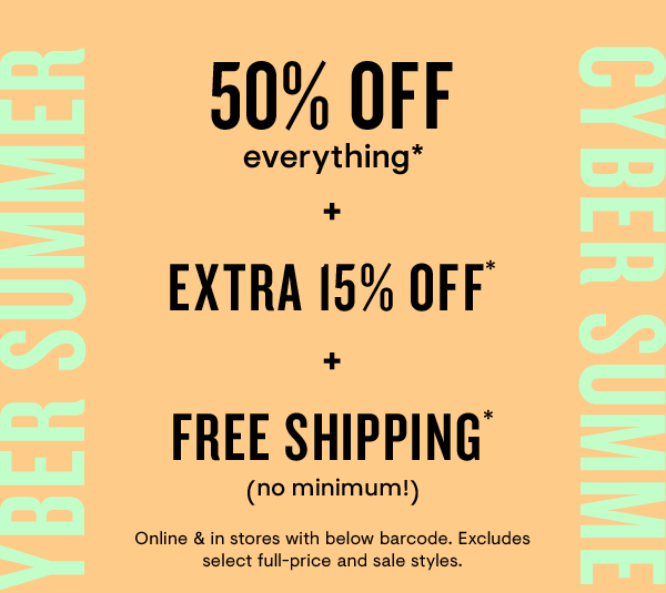 50% off + extra 15% off + free shipping