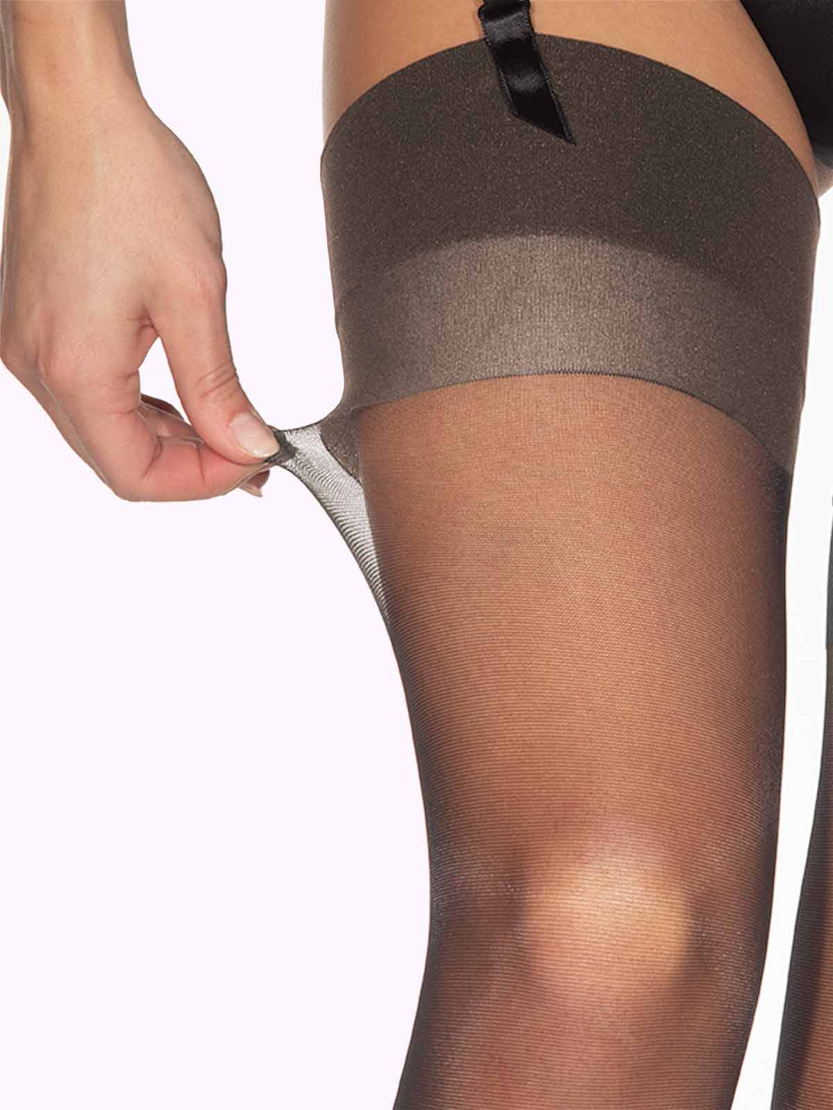 LUANA Sheer Stockings For Garter-Belts - 3XLarge / Charcoal Gray