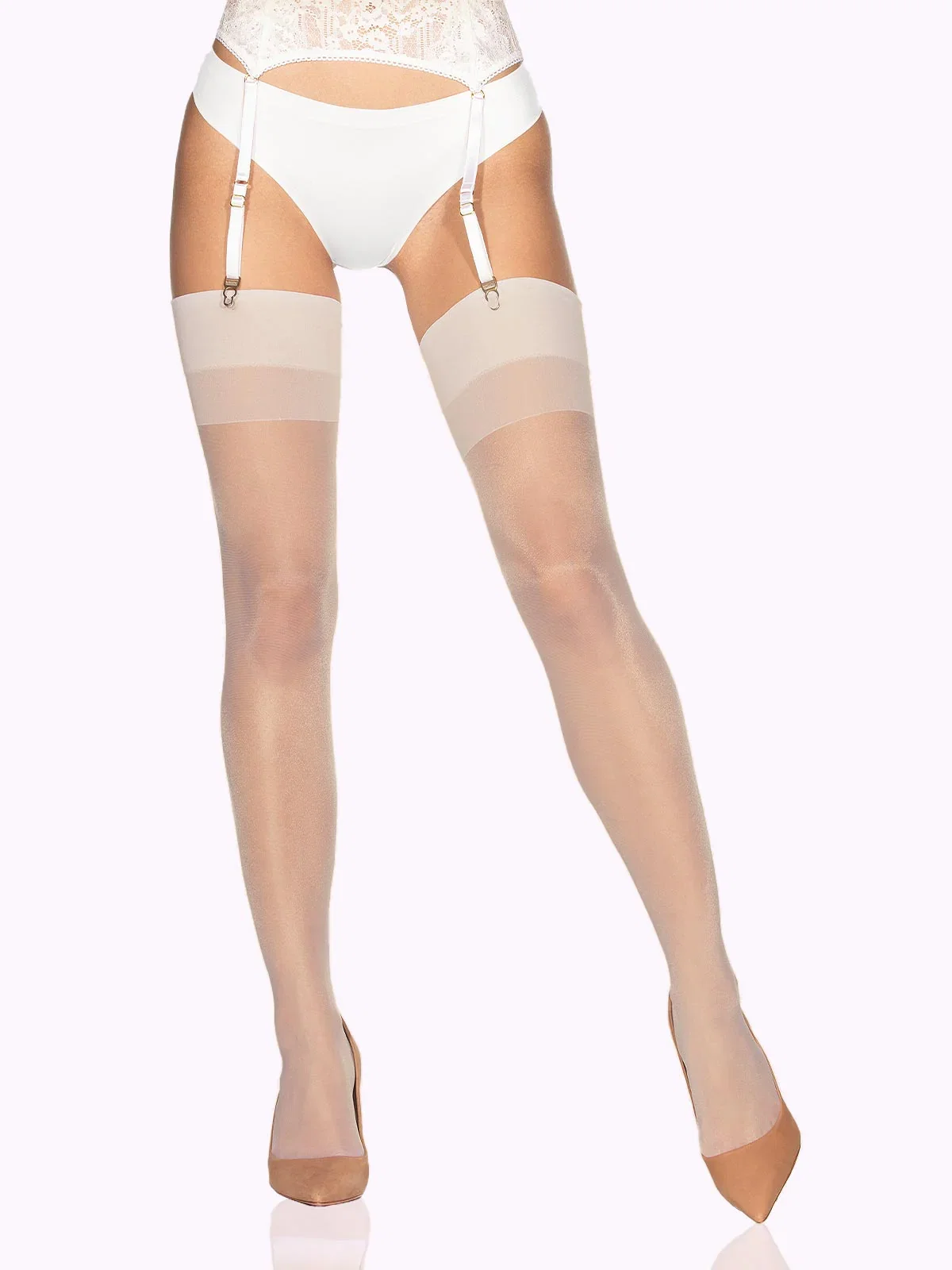LUANA Sheer Stockings For Garter-Belts - Small / Ivory