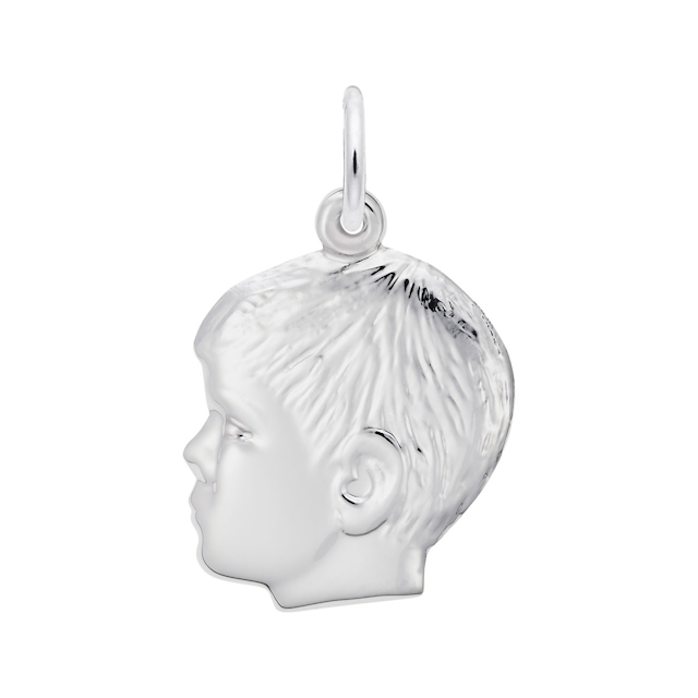 Sterling Silver Young Boy's Head Flat Charm