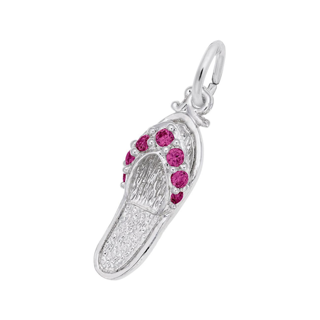 Sterling Silver Ruby Red Stones Sandal 3D Charm