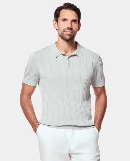 Light Sage Premium Knitted Rib Polo Shirt