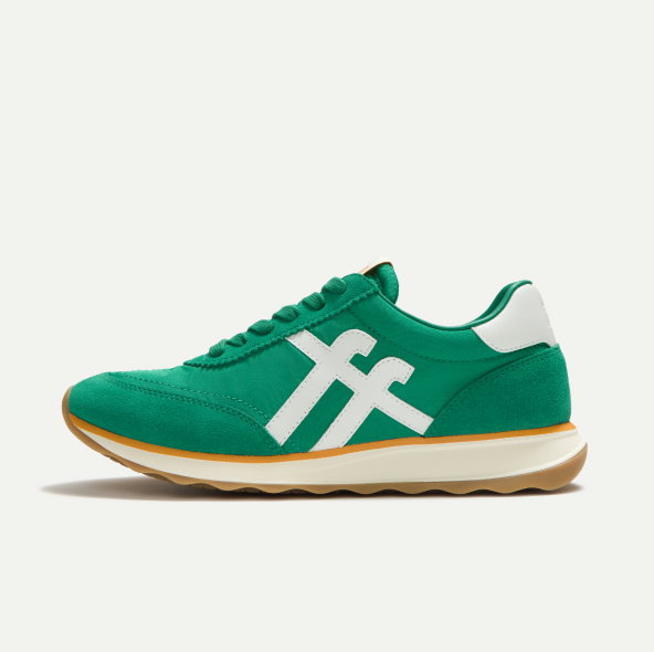 RETRO-Q Fabric/Suede Trainers - Marine Green